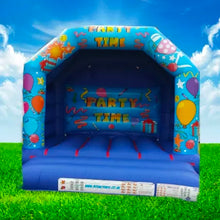 Load image into Gallery viewer, Blue Party Time Bouncy Castle 12 ft x 12ft