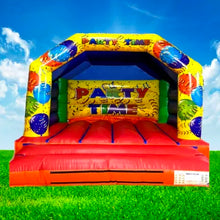 Load image into Gallery viewer, Yellow Party Time Bouncy Castle 12 ft x 12ft